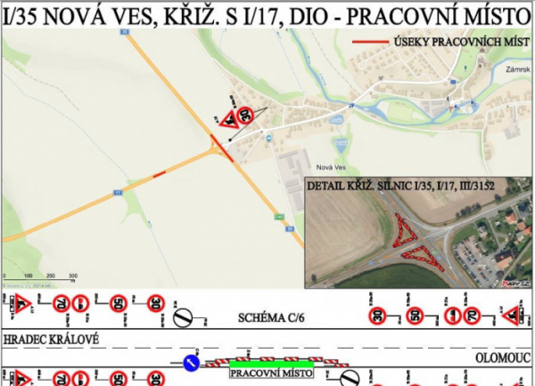 Ředitelství silnic a dálnic zahajuje výstavbu kruhového objezdu na silnici I/35 v obci Zámrsk
