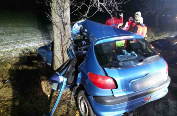 V Předhradí na Chrudimsku narazila řidička s autem do stromu
